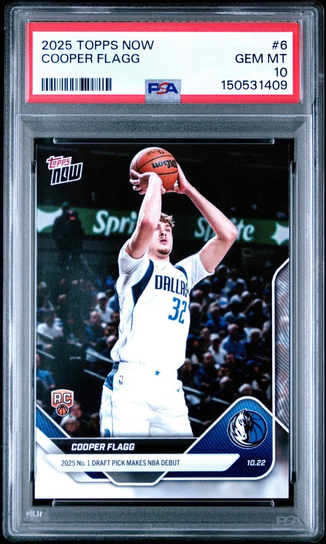 PSA 10 Gem Mint Cooper Flagg 2025 Topps Now Rookie Basketball Card (1 of 2)