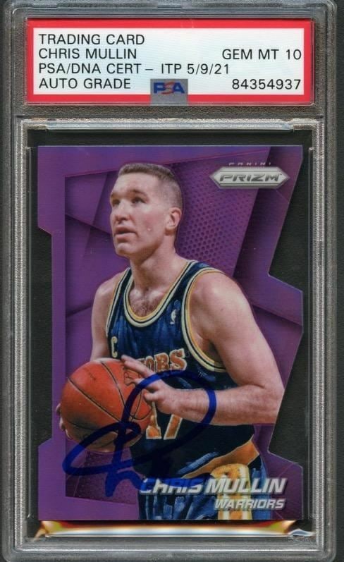 2014-15 Prizm Purple Die-Cut #244 Chris Mullin Signed Card PSA/DNA Authenticated (1 of 2)