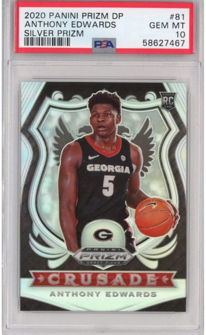 2020-21 Panini Prizm DP Anthony Edwards #81 Silver Rookie PSA 10 Card (1 of 2)