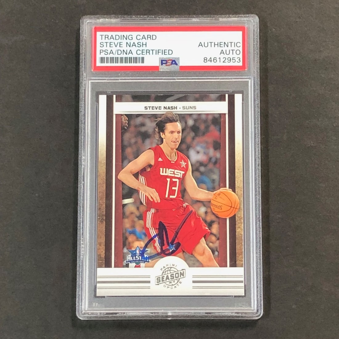 2009-10 Panini Season Update #197 Steve Nash Signed Card PSA/DNA Suns: 2009-10 Panini Season Update #197 Steve Nash Signed Card PSA/DNA Suns This 2009-10 Panini Season Update #197 card features the signature of basketball legend Steve Nash, a prominent player for the Pho