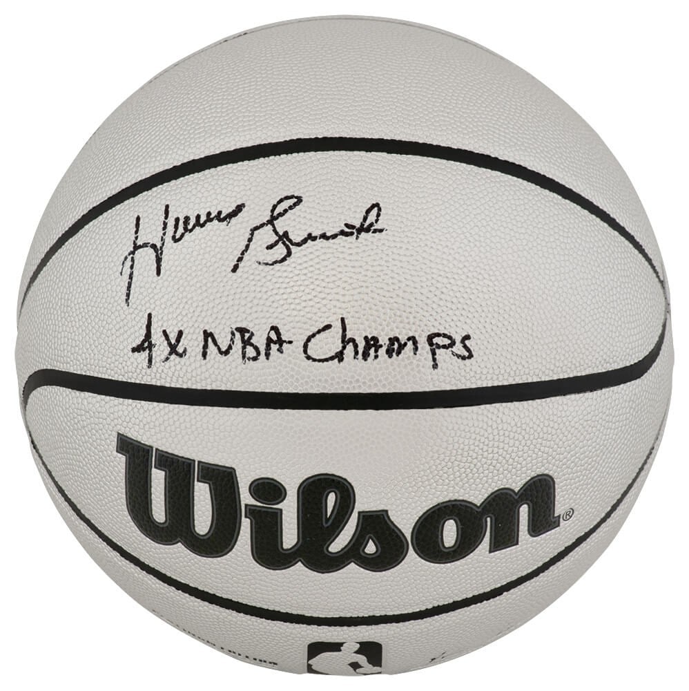 Wilson Platinum NBA Basketball Signed by Horace Grant with 4x Champ Inscription and COA: Wilson Platinum NBA Basketball Signed by Horace Grant with 4x Champ Inscription and COA This Wilson Platinum full size NBA basketball has been personally signed by Horace Grant and features the inscri