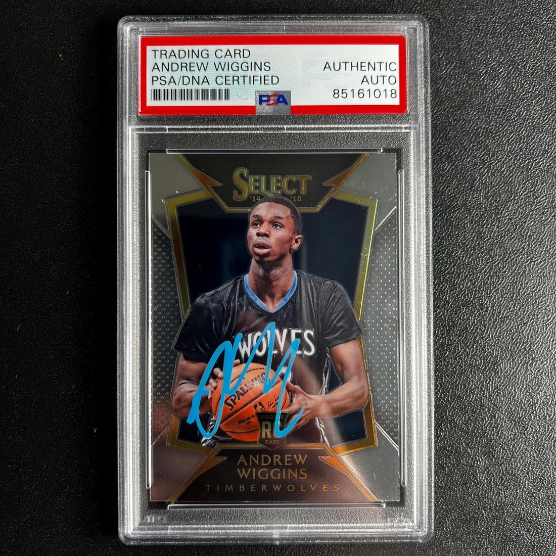 2014-15 Panini Select #100 Andrew Wiggins Autographed PSA Card: 2014-15 Panini Select #100 Andrew Wiggins Autographed PSA Card This is a 2014-15 Panini Select #100 sports trading card featuring a bold autograph from Andrew Wiggins, a prominent player for the Minne