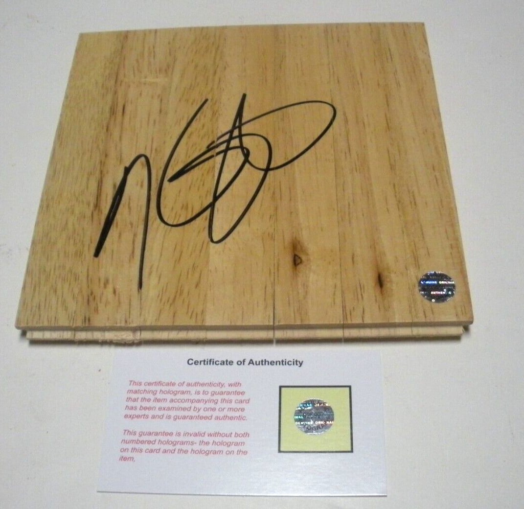 Signed Kevin Durant 6x6 Floorboard with COA Basketball Collectible: Signed Kevin Durant 6x6 Floorboard with COA Basketball Collectible This is an original 6x6 inch floorboard signed by Kevin Durant, commemorating his time with the Golden State Warriors and the Oklahom