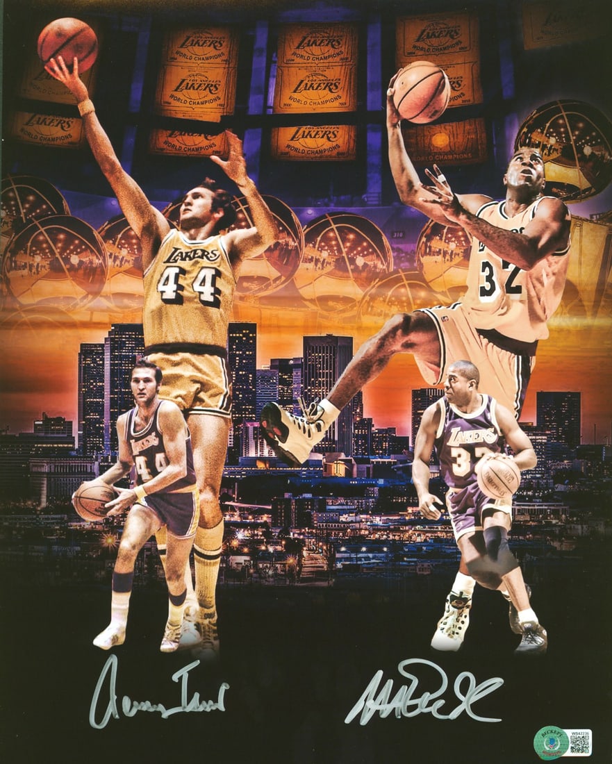 Magic Johnson Jerry West Signed 11x14 Lakers Photo BAS Authenticated (1 of 1)