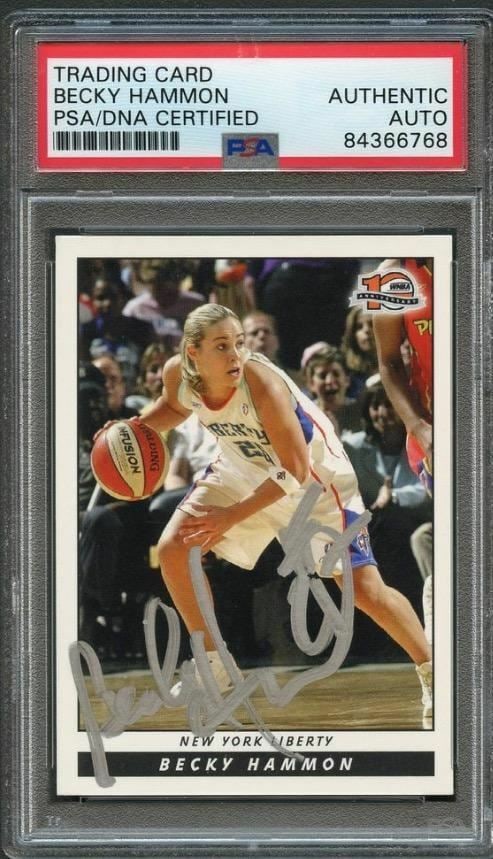 2006 WNBA #100 Becky Hammon Autographed Card PSA/DNA Authenticated: 2006 WNBA #100 Becky Hammon Autographed Card PSA/DNA Authenticated This is a 2006 WNBA #100 trading card signed by Becky Hammon, a prominent figure in women's basketball. The autograph has been authen