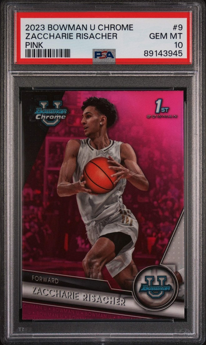 2023 Bowman U Chrome Zaccharie Risacher #9 Pink RC PSA 10 Basketball Card (1 of 2)