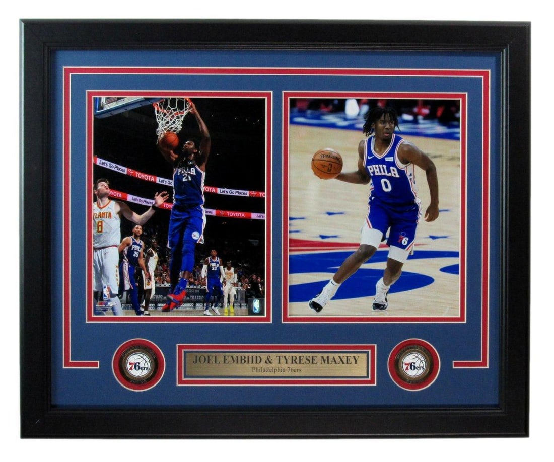 Joel Embiid Tyrese Maxey 8x10 Unsigned Photo Collage Framed 76ers (1 of 2)