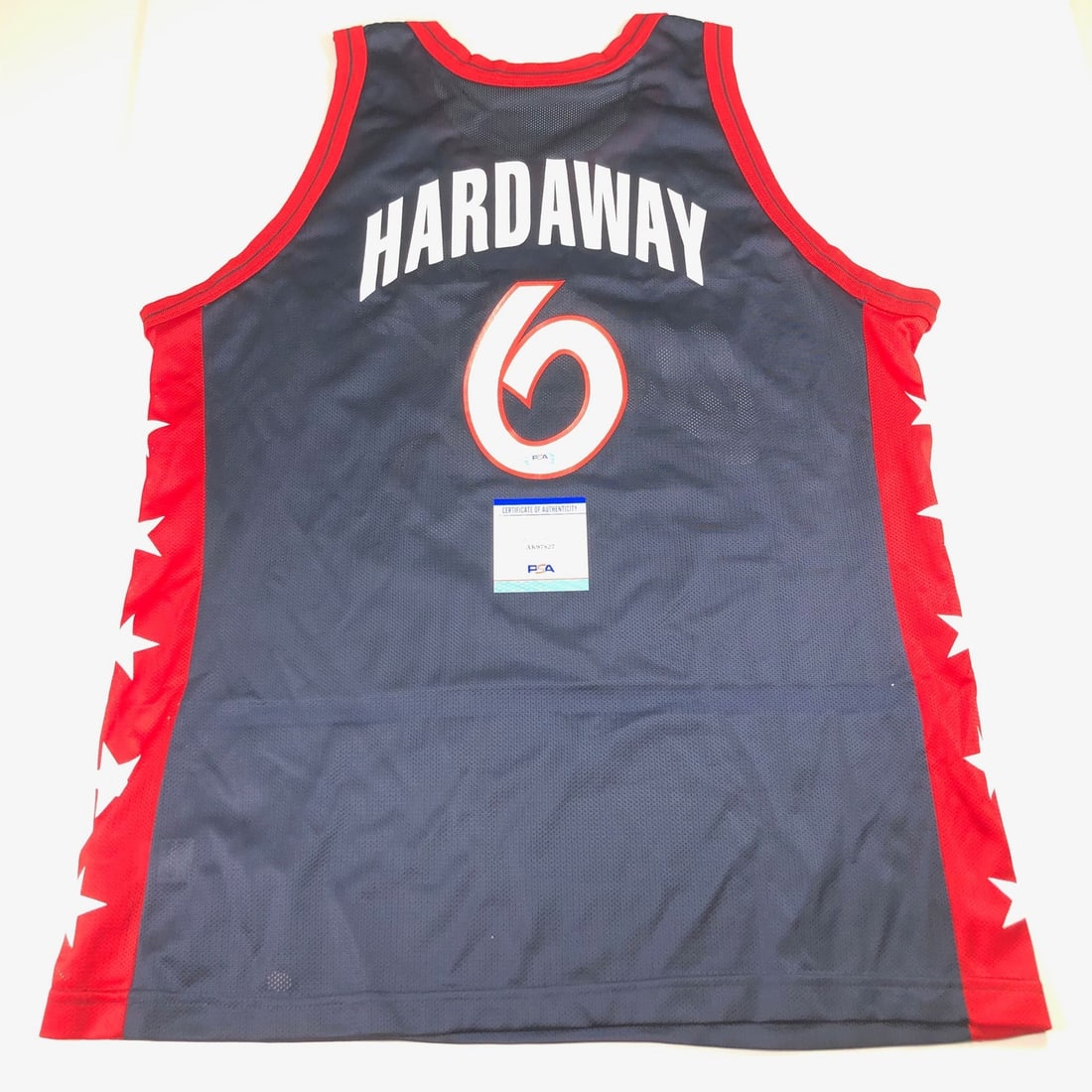 Penny Hardaway Team USA Autographed Stitched Jersey PSA DNA: Penny Hardaway Team USA Autographed Stitched Jersey PSA DNA This is a stitched Team USA basketball jersey autographed by Penny Hardaway, also known as Anfernee Hardaway. The jersey is an original item