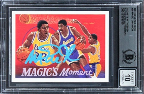 Magic Johnson Signed 1991 Upper Deck #29 Card Gem Mint 10 Beckett Authenticated (1 of 2)