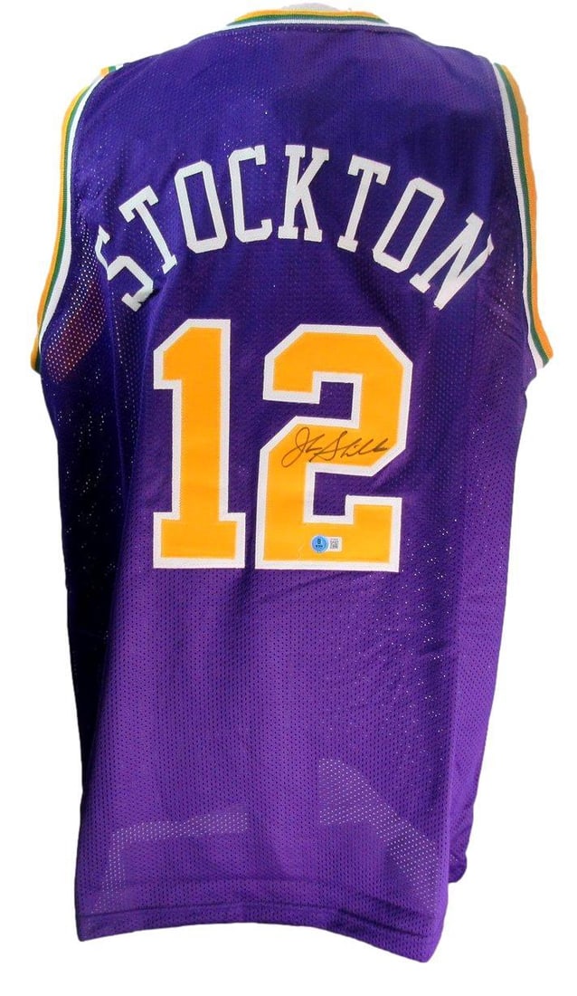 John Stockton Signed Hall of Fame Custom Jersey Beckett Authenticated: John Stockton Signed Hall of Fame Custom Jersey Beckett Authenticated Capture the legacy of basketball with this John Stockton Hall of Fame Signed Purple Custom Basketball Jersey. This authentic jerse