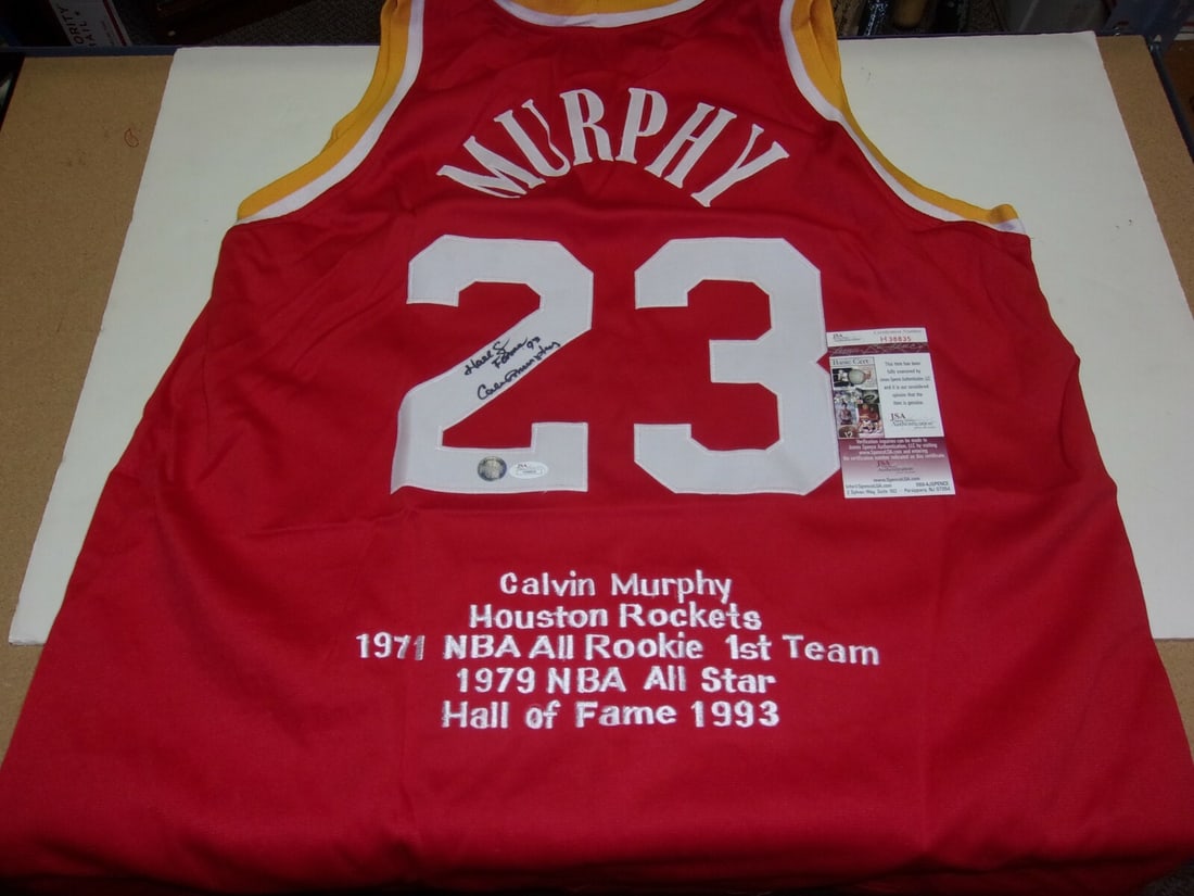 Houston Rockets Jersey Signed by Calvin Murphy With JSA COA Hall of Fame 1993 (1 of 2)