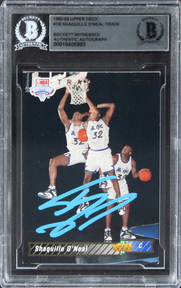 Shaquille O'Neal autographed 1992-93 Upper Deck #1B BAS witnessed (1 of 2)