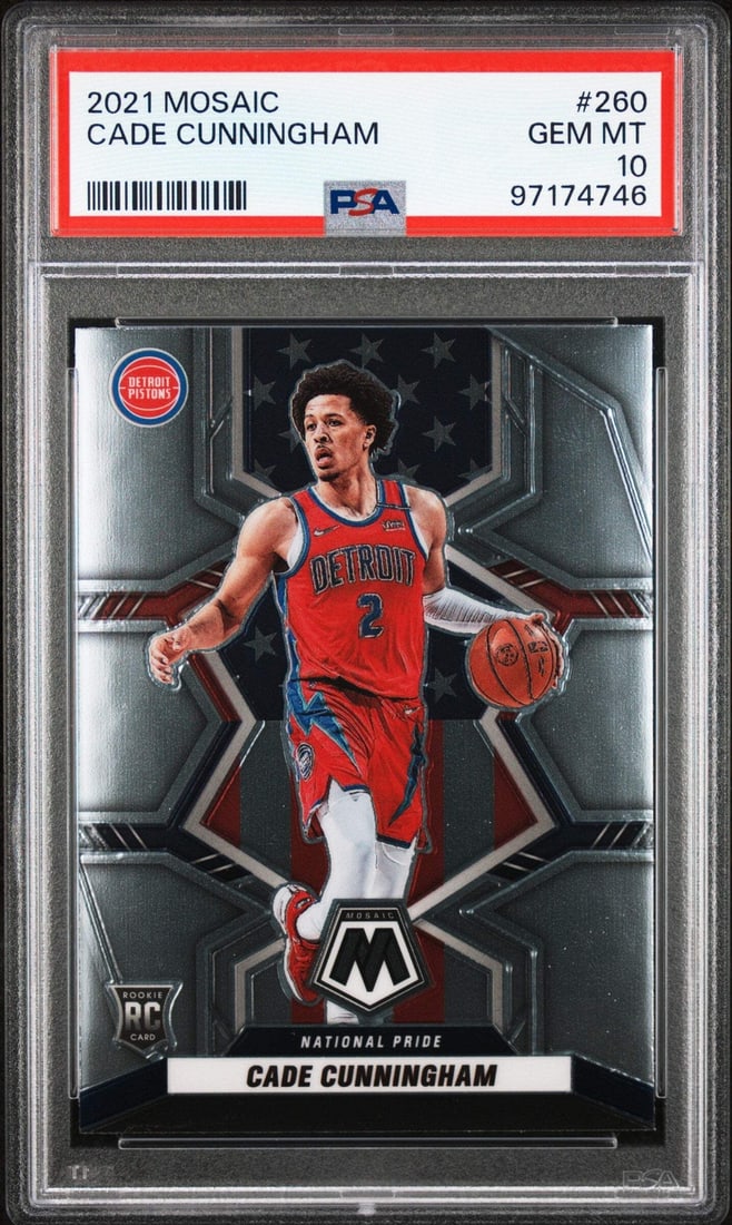 2021 Panini Mosaic Cade Cunningham Rookie Card PSA 10 Graded NBA (1 of 2)