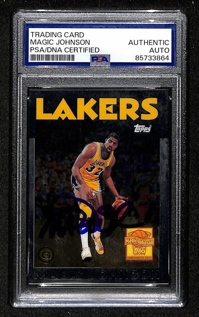 Magic Johnson 2001 Topps Commemorative Series Autographed PSA DNA Card (1 of 2)