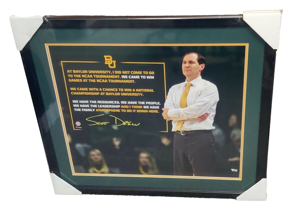 Framed 16x20 Basketball Photo Signed by Scott Drew Baylor Bears Original (1 of 2)