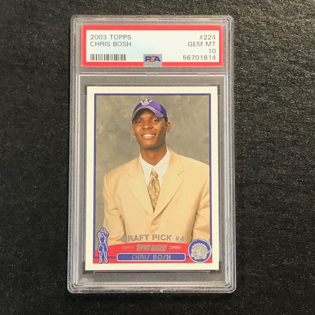 2003 Topps Chris Bosh PSA 10 GEM-MT Basketball Draft Pick: 2003 Topps Chris Bosh PSA 10 GEM-MT Basketball Draft Pick This 2003 Topps #224 Chris Bosh card is a must-have for basketball enthusiasts and collectors alike. Graded a perfect PSA 10 GEM-MT, this draf