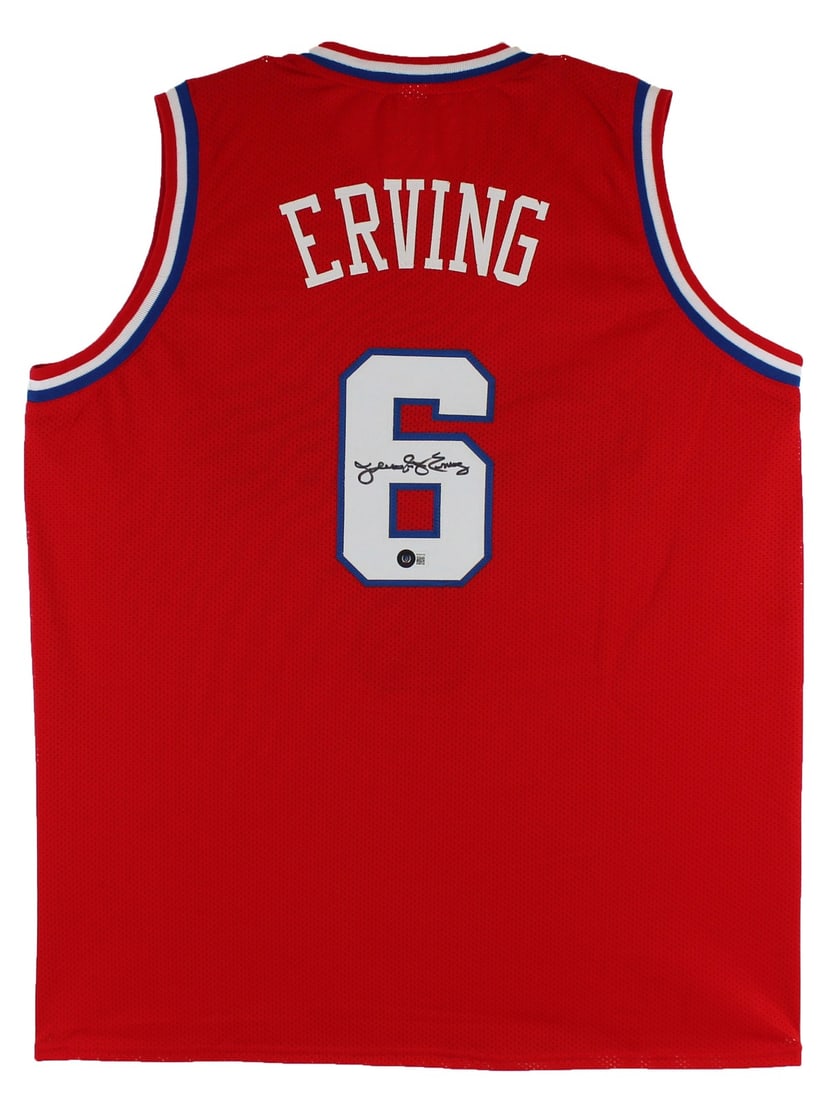 Julius Dr J Erving Signed Red Jersey Philadelphia 76ers BAS Authenticated: Julius Dr J Erving Signed Red Jersey Philadelphia 76ers BAS Authenticated This authentic red pro style jersey is personally signed by basketball legend Julius "Dr. J" Erving, a celebrated player for t