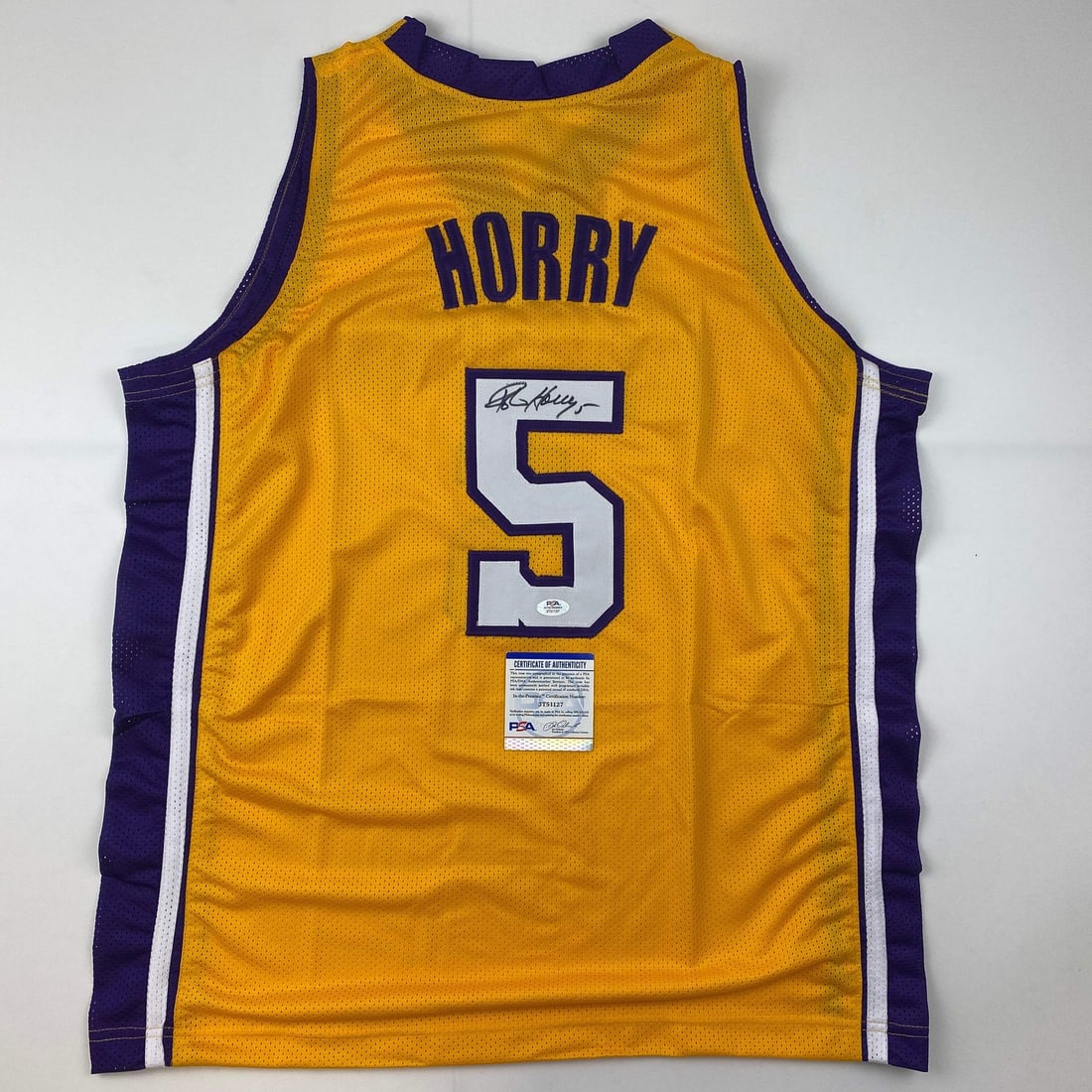 Autographed Robert Horry Lakers Yellow Jersey PSA/DNA COA Gem Mint (1 of 3)