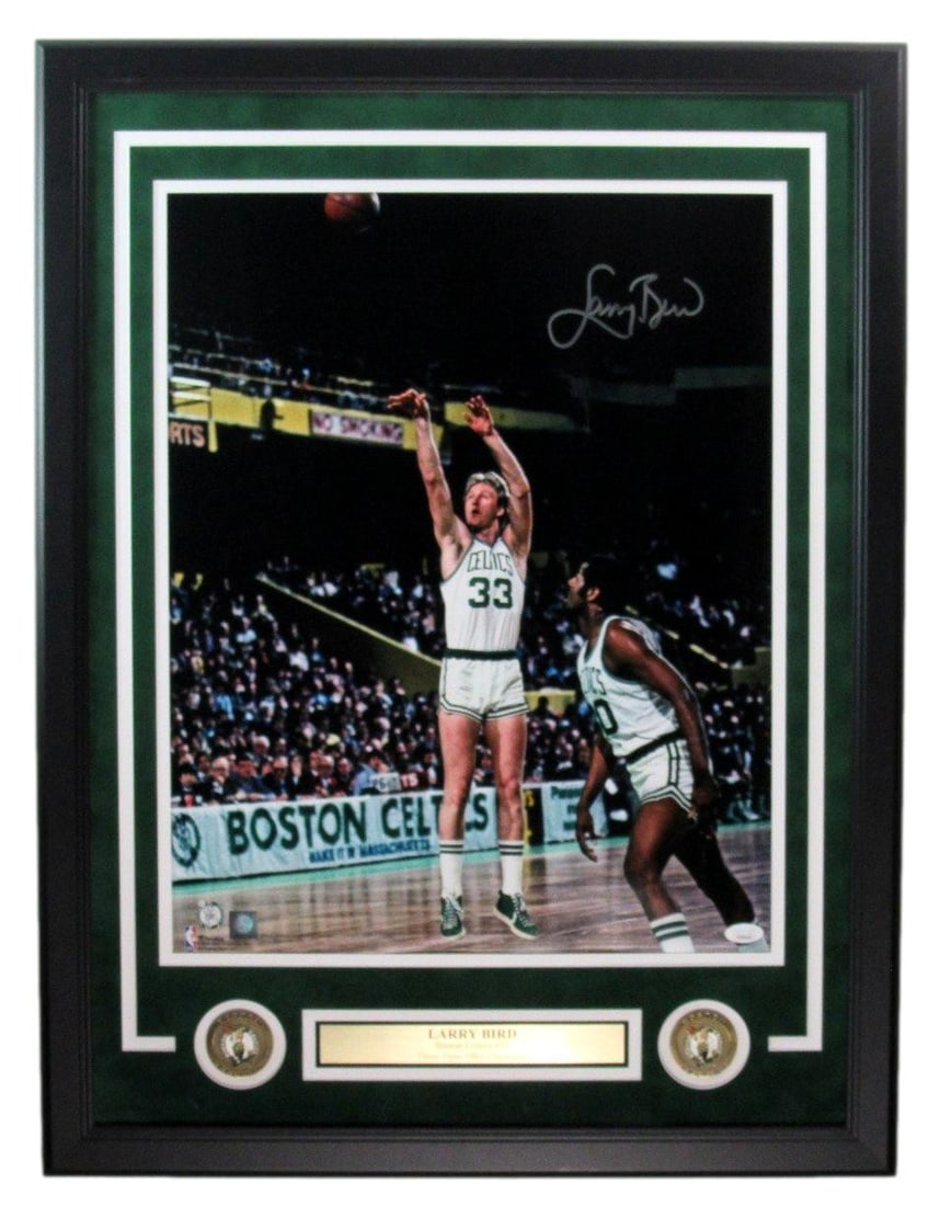 Larry Bird HOF Signed 16x20 Photo Framed JSA Authenticated Boston Celtics: Larry Bird HOF Signed 16x20 Photo Framed JSA Authenticated Boston Celtics Celebrate the legacy of basketball legend Larry Bird with this stunning 16x20 framed photo. This original, autographed piece s