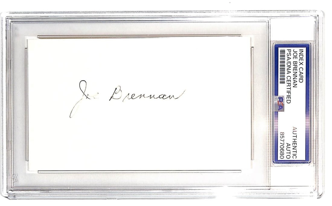 Autographed Joe Brennan Index Card Brooklyn ABL Hall of Fame PSA Authenticated (1 of 2)