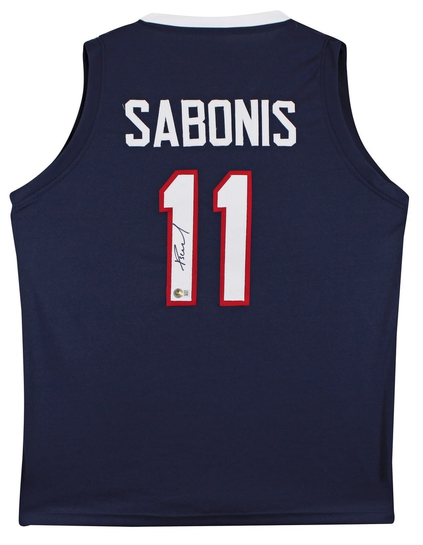 Domantas Sabonis Signed Navy Blue Jersey BAS Authenticated: Domantas Sabonis Signed Navy Blue Jersey BAS Authenticated Celebrate your love for basketball with this Domantas Sabonis signed navy blue pro style jersey. Personally autographed by the star player, t