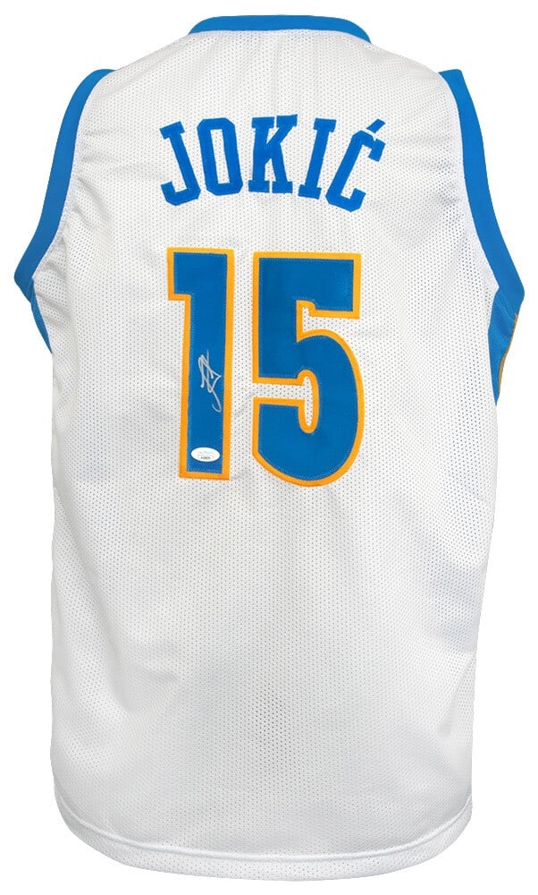 Nikola Jokic Signed White The Joker Jersey Denver Nuggets JSA COA: Nikola Jokic Signed White The Joker Jersey Denver Nuggets JSA COA Own a piece of basketball history with this signed white 'The Joker' custom basketball jersey from Nikola Jokic, the star player of th
