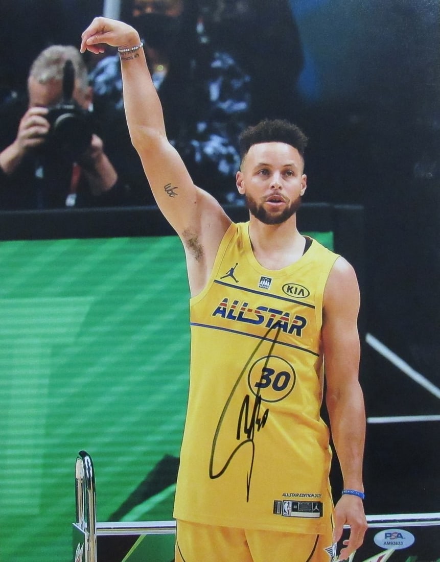Stephen Curry Signed 11x14 NBA All-Star Photo PSA/DNA Certified: Stephen Curry Signed 11x14 NBA All-Star Photo PSA/DNA Certified This is an original signed 11x14 photo of Stephen Curry, showcasing him during the NBA All-Star game as a member of the Golden State War