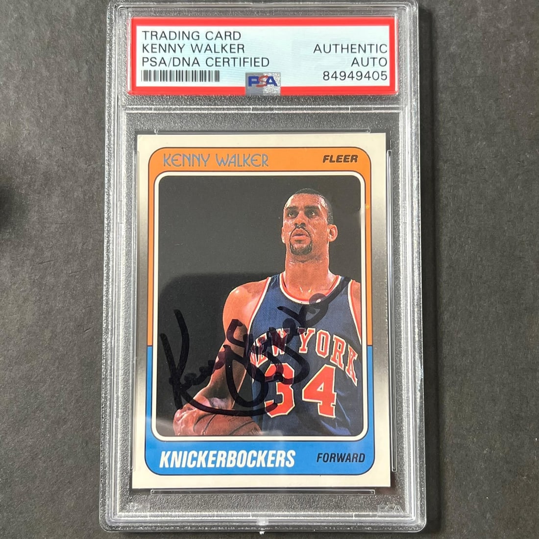 1988-89 Fleer #83 Kenny Walker Signed Card PSA/DNA Slabbed Knicks: 1988-89 Fleer #83 Kenny Walker Signed Card PSA/DNA Slabbed Knicks This listing features a 1988-89 Fleer #83 trading card, personally signed by Kenny Walker, a notable player from the New York Knicks. 
