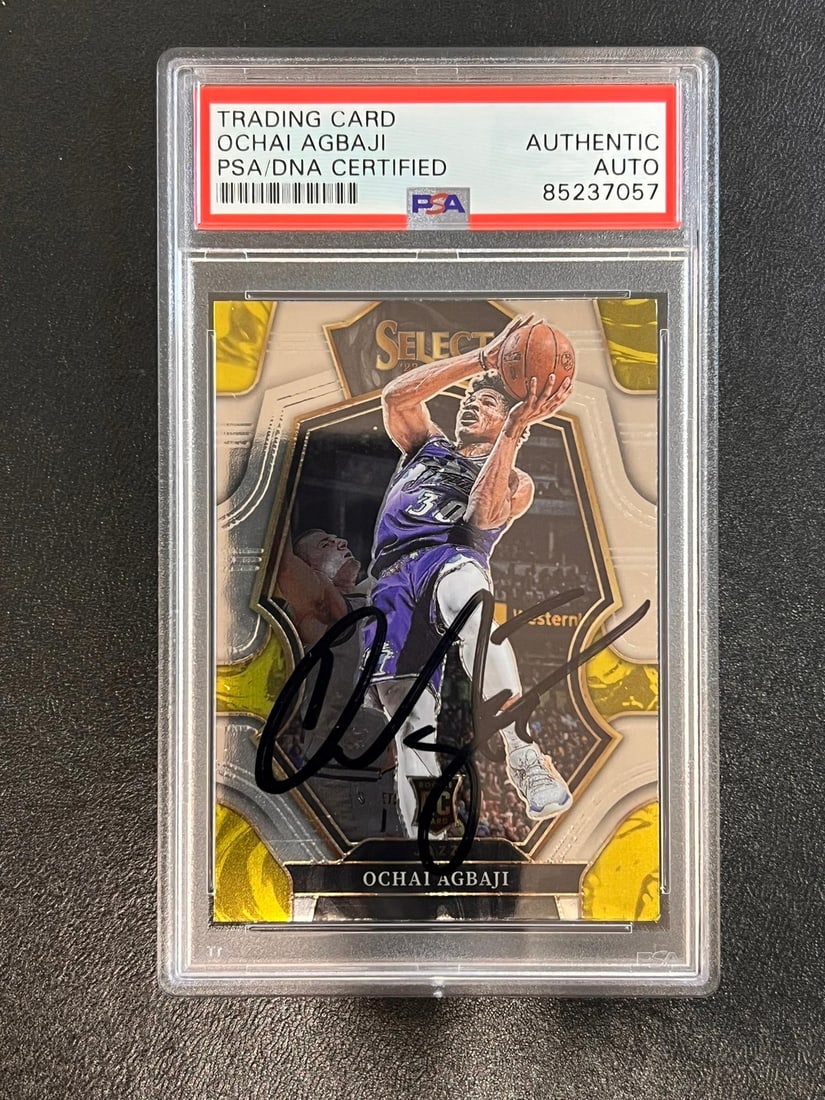 Ochai Agbaji Autographed Panini-Select #96 PSA/DNA Utah Jazz Card (1 of 2)