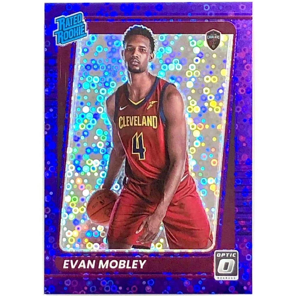 2021-22 Donruss Optic Evan Mobley Rated Rookie Fast Break Purple Prizm/95: 2021-22 Donruss Optic Evan Mobley Rated Rookie Fast Break Purple Prizm/95 This is a 2021-22 Donruss Optic Rated Rookie card featuring Evan Mobley from the Cleveland Cavaliers. This card is a Fast Brea