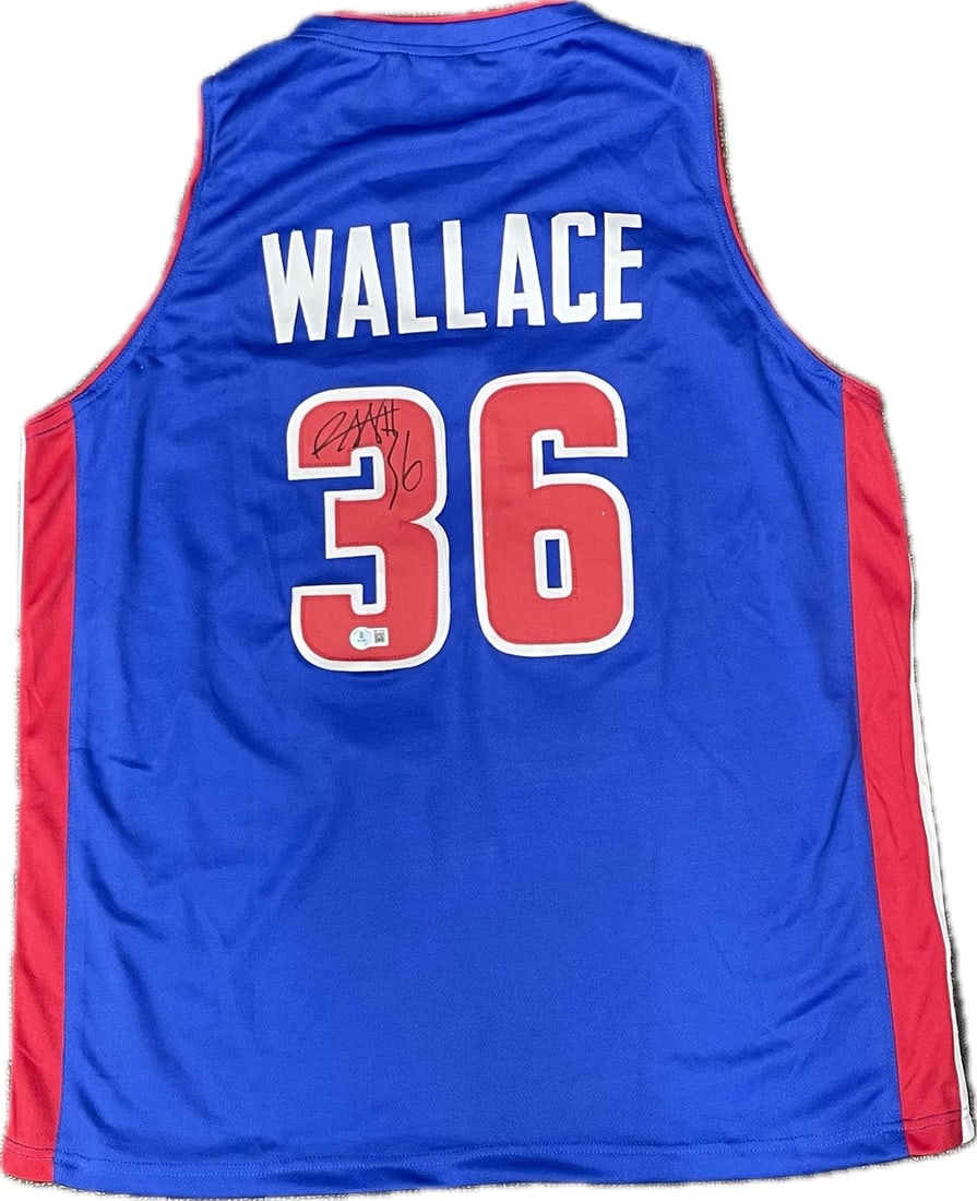 Rasheed Wallace Autographed Detroit Pistons Jersey PSA/DNA Certified: Rasheed Wallace Autographed Detroit Pistons Jersey PSA/DNA Certified This is a pre-owned jersey autographed by NBA Champion Rasheed Wallace, known for his time with the Detroit Pistons. The signature 