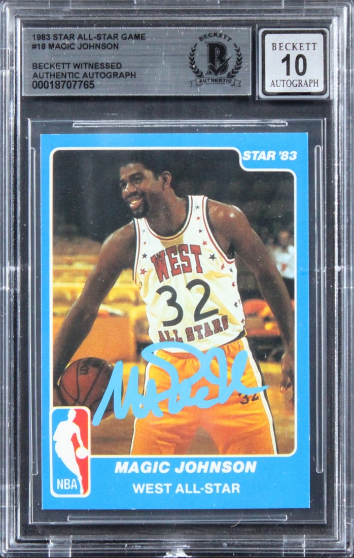 1983 Star All-Star #18 Magic Johnson Card BAS Gem Mint 10 Auto (1 of 2)