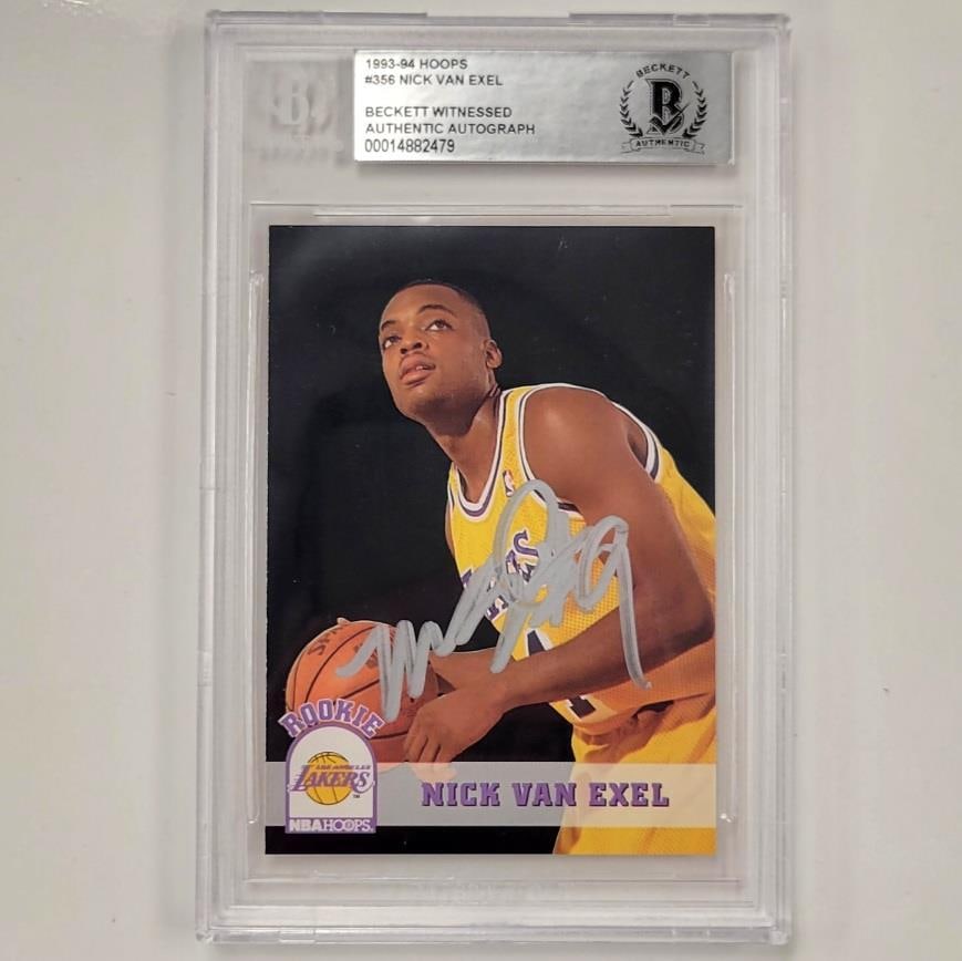Nick Van Exel Signed 1993-94 Hoops Rookie Card BAS Authenticated (1 of 2)