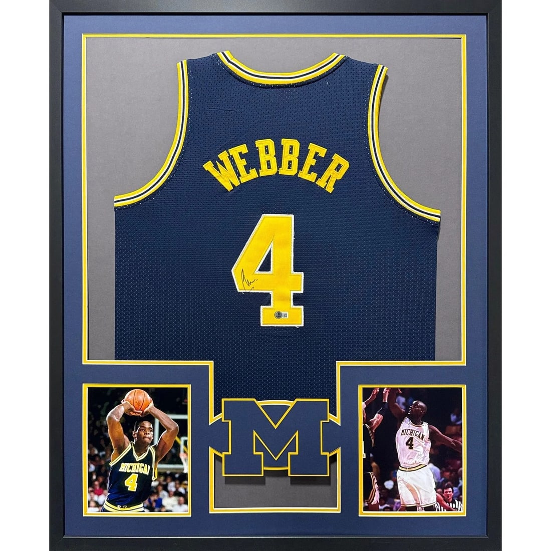 Beckett authenticated framed Chris Webber Michigan jersey (1 of 2)