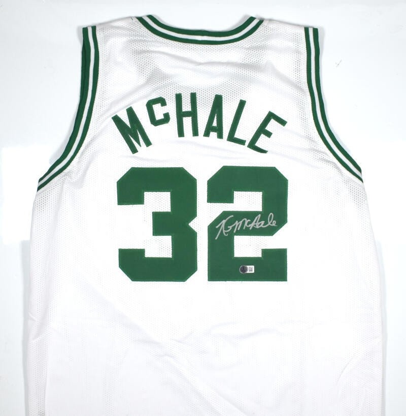 Kevin McHale signed Boston Celtics white pro style jersey Beckett hologram: Kevin McHale signed Boston Celtics white pro style jersey Beckett hologram This is a white pro style basketball jersey autographed by Kevin McHale. The signature has been authenticated by Beckett Auth