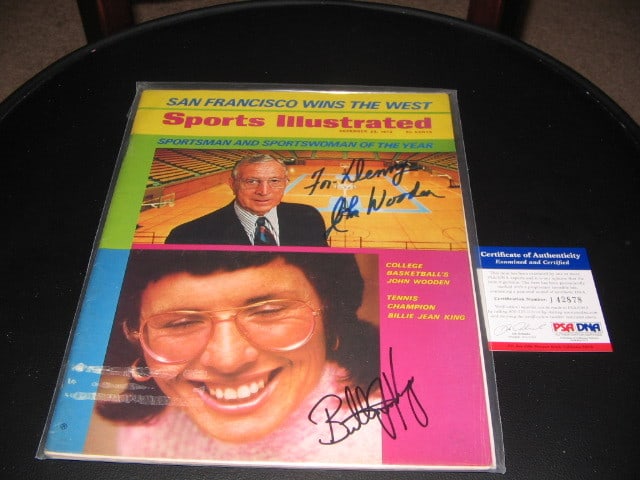 PSA DNA signed Sports Illustrated magazine Billie Jean King John Wooden (1 of 1)