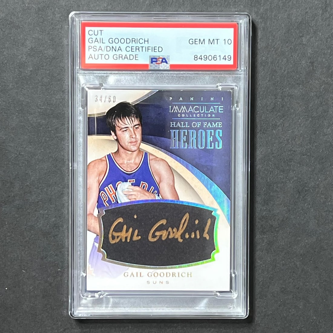 2013-14 Panini Immaculate Gail Goodrich Signed Card PSA 10 Auto: 2013-14 Panini Immaculate Gail Goodrich Signed Card PSA 10 Auto This listing features a 2013-14 Panini Immaculate #21 card autographed by Gail Goodrich. The signature has been authenticated by PSA/DNA