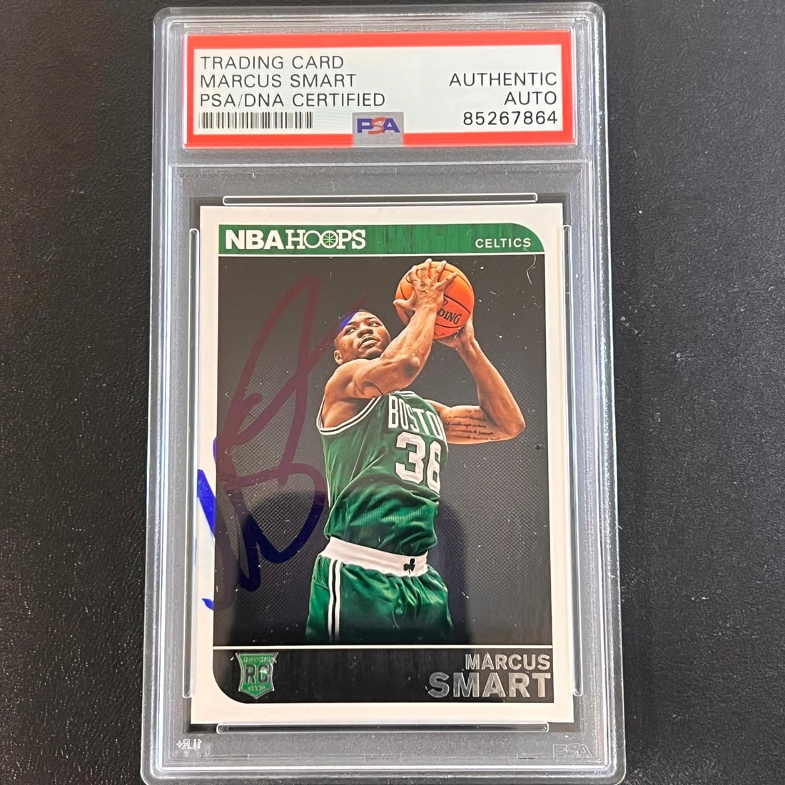 Marcus Smart Autographed 2014-15 Panini Hoops 266 Rookie Card PSA DNA Authenticated: Marcus Smart Autographed 2014-15 Panini Hoops 266 Rookie Card PSA DNA Authenticated This is a 2014-15 Panini Hoops #266 trading card featuring Marcus Smart, hand-signed by the player. The autograph ha