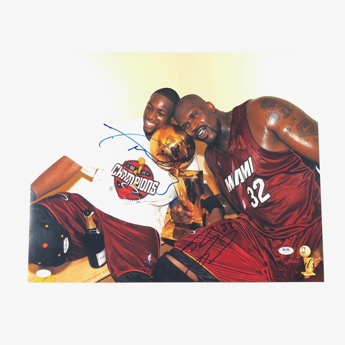 PSA/DNA 16x20 Miami Heat Shaquille O'Neal Dwyane Wade signed photo: PSA/DNA 16x20 Miami Heat Shaquille O'Neal Dwyane Wade signed photo This is a professionally printed 16x20 photo autographed by Shaquille O'Neal and Dwyane Wade, both renowned players for the Miami Hea