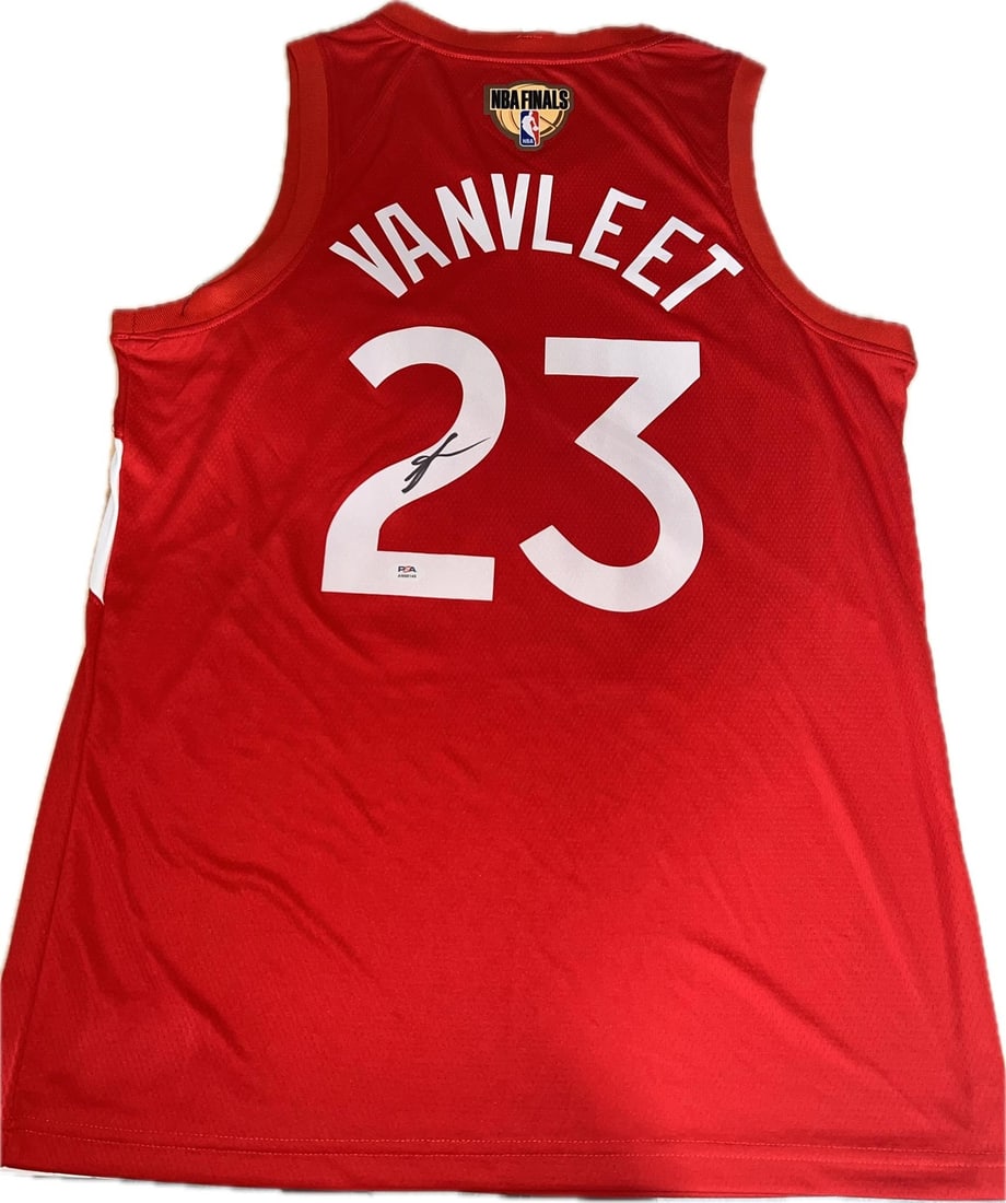 PSA DNA Autographed Fred VanVleet Toronto Raptors Stitched Basketball Jersey: PSA DNA Autographed Fred VanVleet Toronto Raptors Stitched Basketball Jersey This is a stitched Toronto Raptors jersey autographed by Fred VanVleet, 2019 NBA Champion. The autograph has been authentic