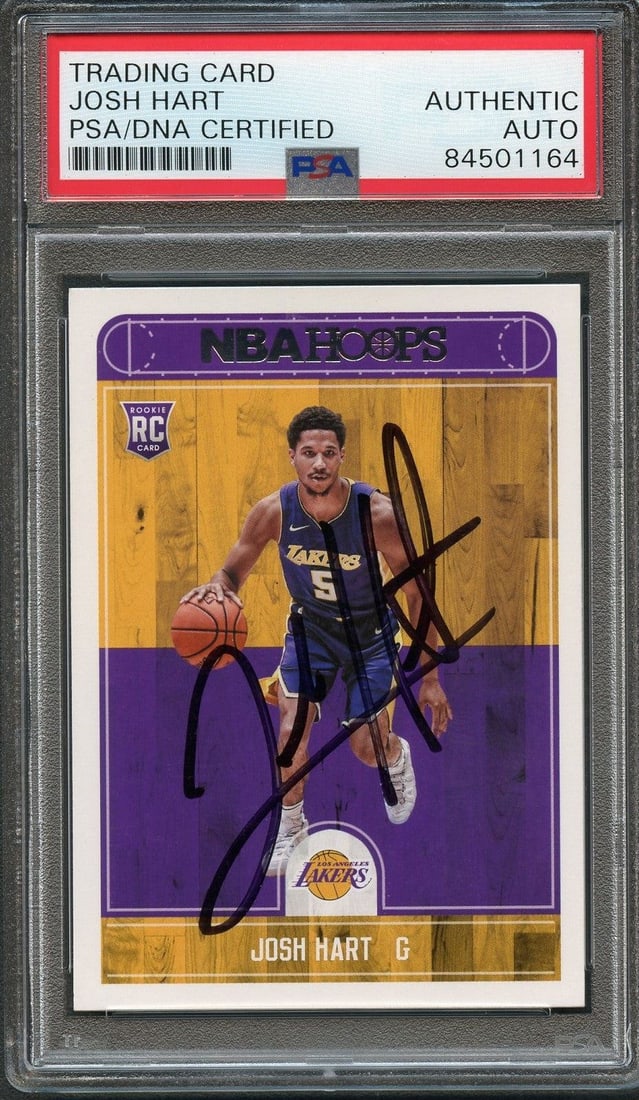 2017-18 NBA Hoops Josh Hart Signed Card AUTO PSA Slabbed Lakers: 2017-18 NBA Hoops Josh Hart Signed Card AUTO PSA Slabbed Lakers This listing features a 2017-18 NBA Hoops #280 trading card signed by Josh Hart, who is known for his time with the Los Angeles Lakers. 