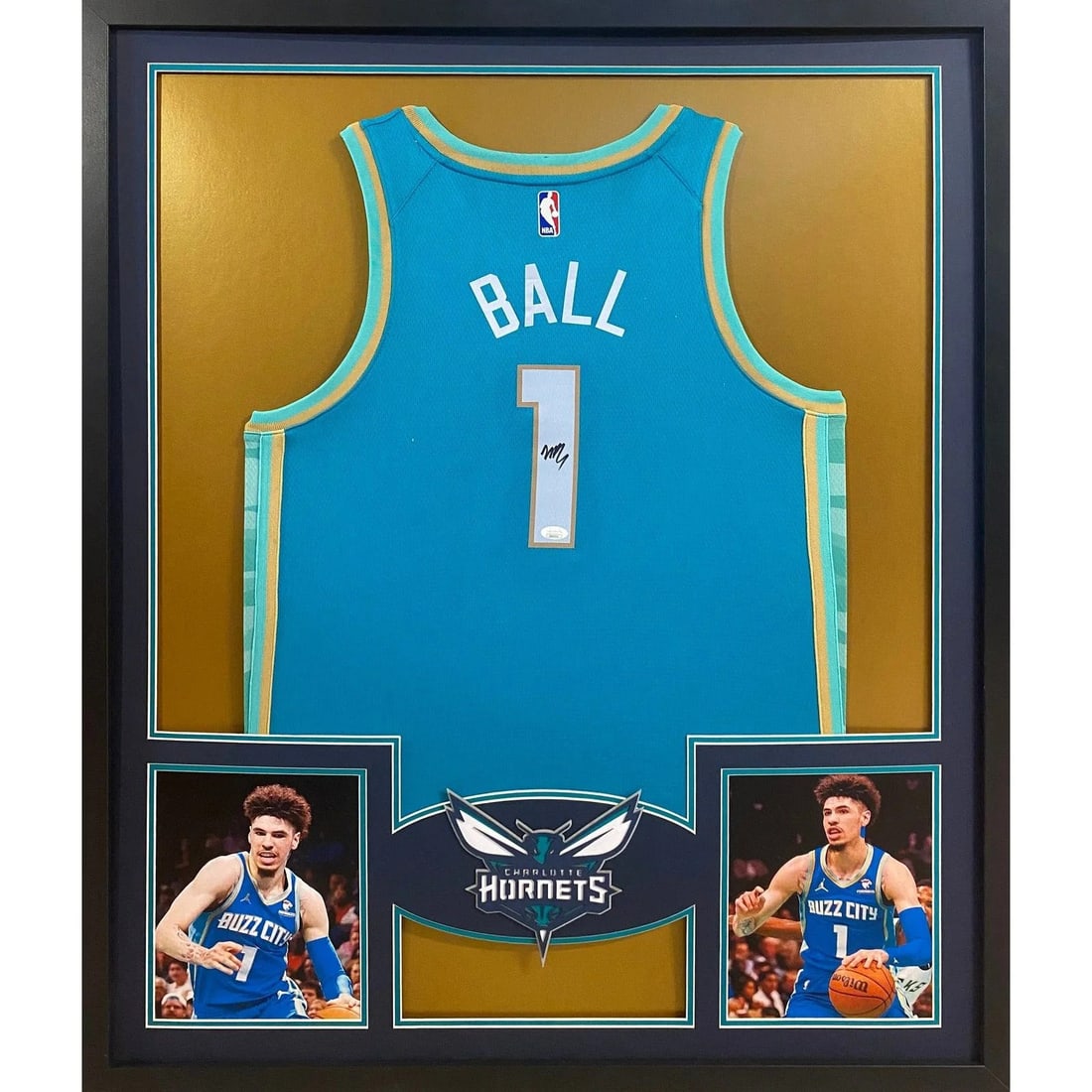 Framed Charlotte Hornets Jersey Signed by LaMelo Ball with JSA Authentication (1 of 2)