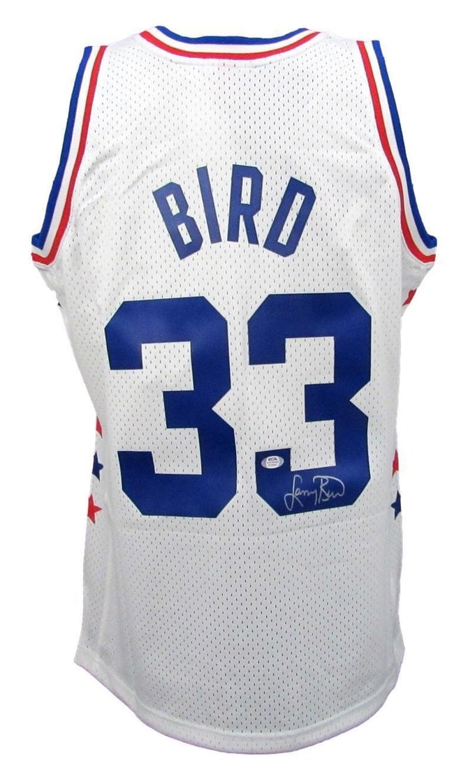 Larry Bird Signed NBA All-Star White Jersey Mitchell & Ness PSA/DNA: Larry Bird Signed NBA All-Star White Jersey Mitchell & Ness PSA/DNA Celebrate basketball history with this original Larry Bird autographed NBA All-Star jersey. This white Mitchell & Ness jersey commem