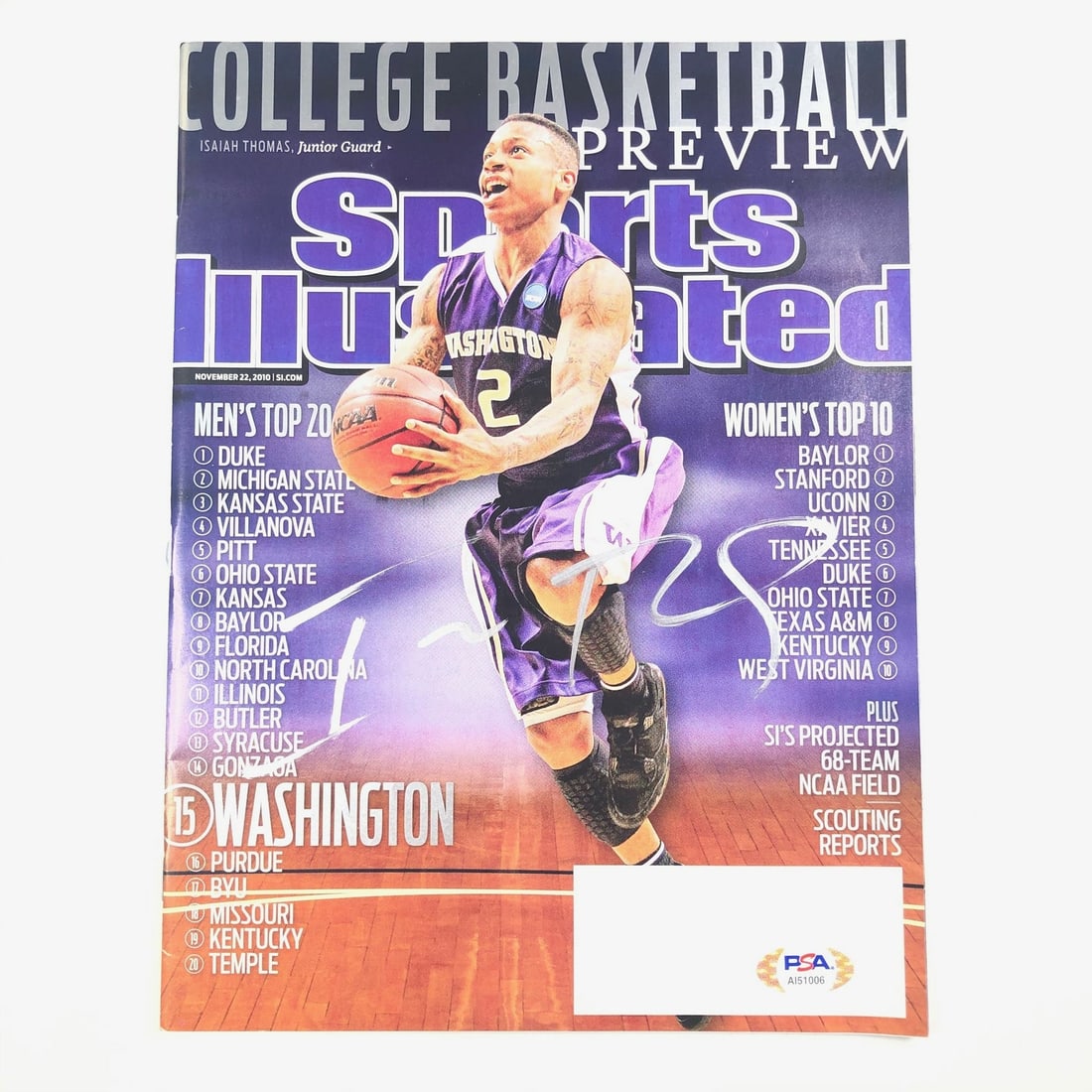 Isaiah Thomas Autographed Sports Illustrated Magazine PSA/DNA Washington Huskies (1 of 3)