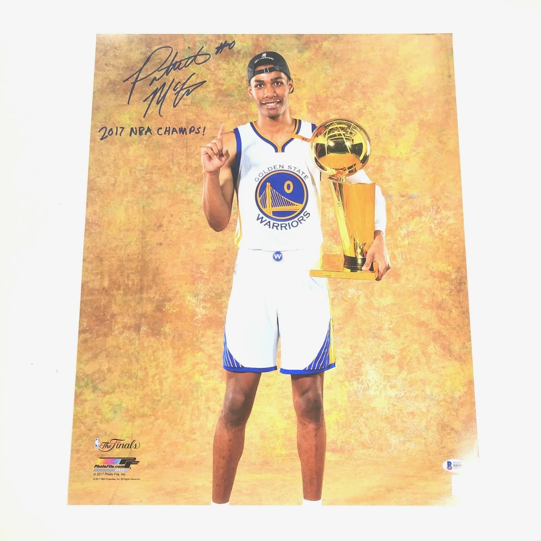 Patrick McCaw Autographed 16x20 Photo 2017 NBA Champs BAS Golden State Warriors (1 of 3)