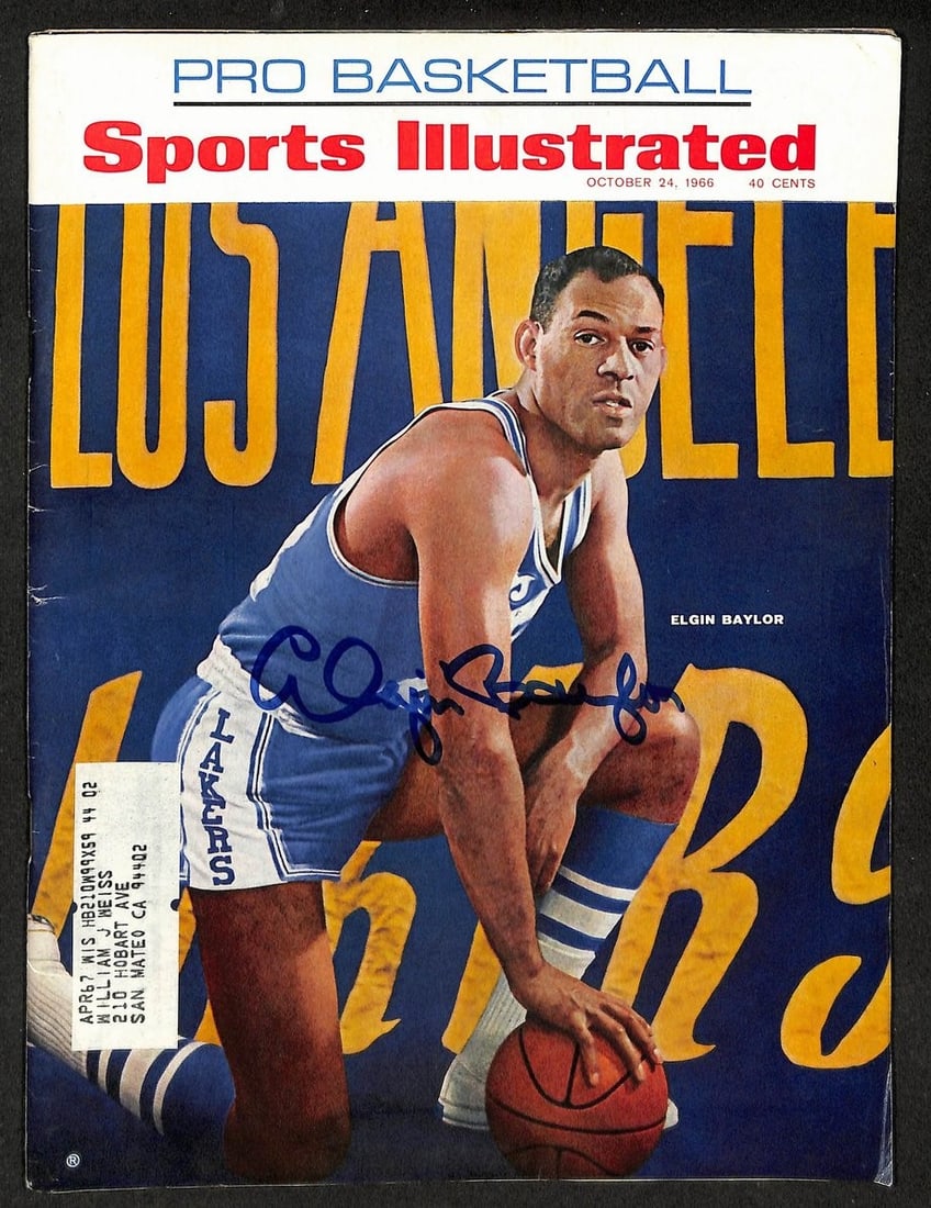 1966 Sports Illustrated Magazine Elgin Baylor HOF Signed PSA DNA 210801: 1966 Sports Illustrated Magazine Elgin Baylor HOF Signed PSA DNA 210801 This is an original 1966 Sports Illustrated magazine featuring Elgin Baylor, Hall of Fame basketball player for the Los Angeles 
