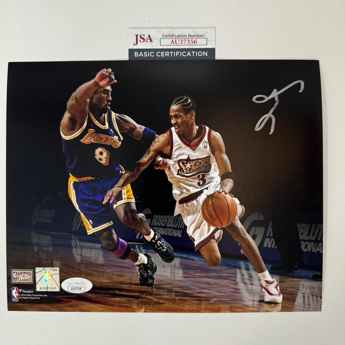 Autographed Allen Iverson vs Kobe 8x10 Photo JSA COA NBA: Autographed Allen Iverson vs Kobe 8x10 Photo JSA COA NBA This is an original 8x10 photo featuring NBA legends Allen Iverson and Kobe Bryant, capturing a moment from their iconic rivalry. The photo is 