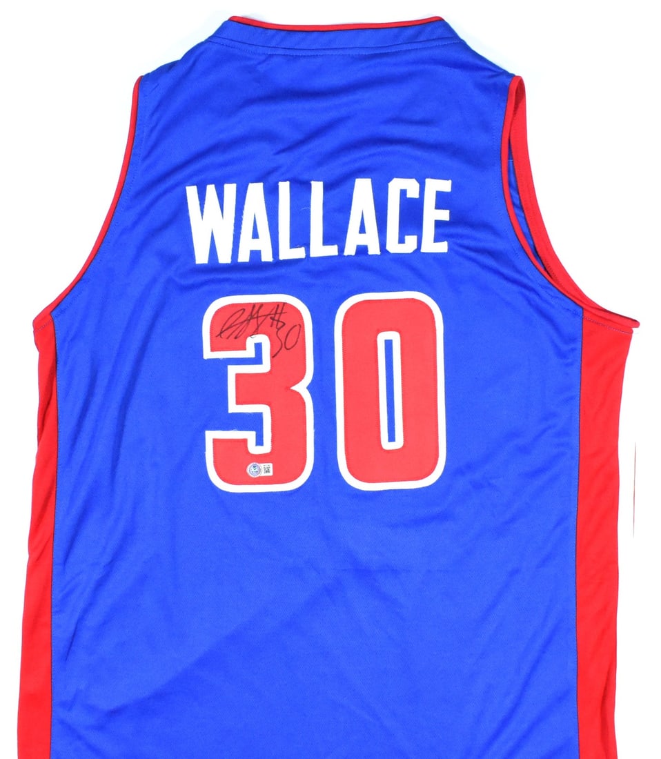 Detroit Pistons Rasheed Wallace signed blue pro style jersey Beckett hologram (1 of 3)
