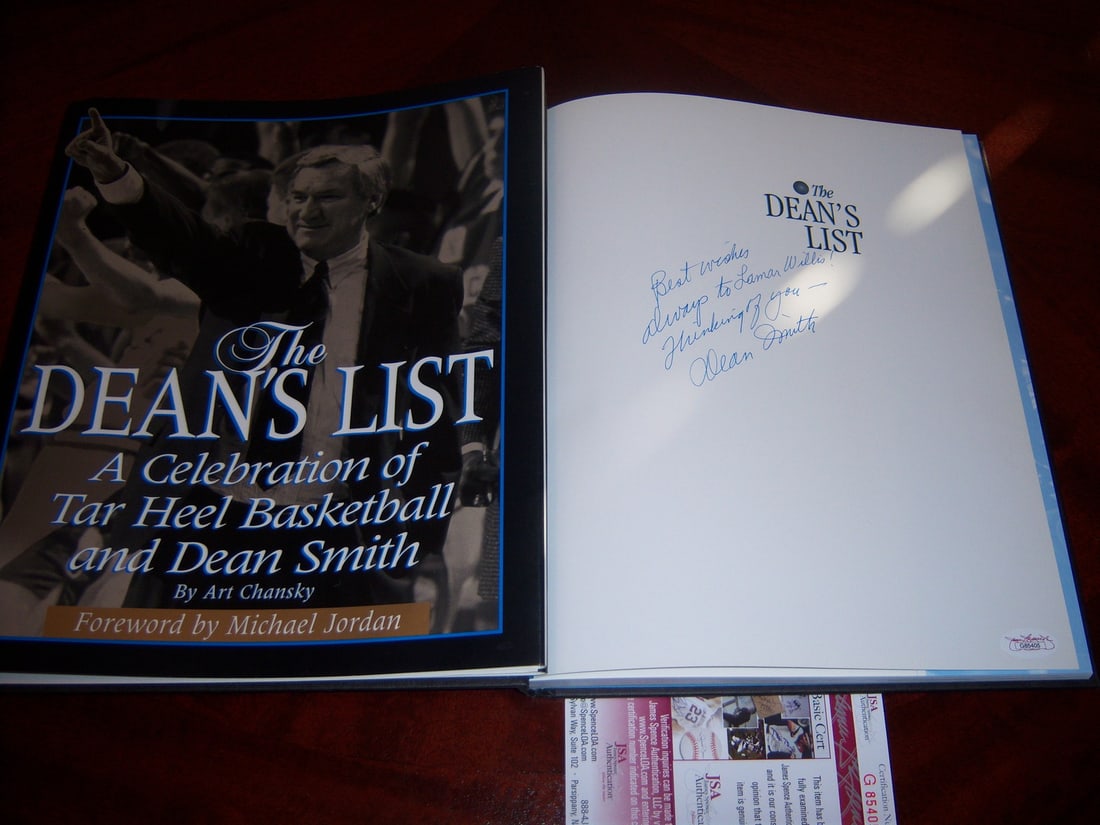 Signed Dean Smith The Dean's List Basketball Book JSA COA (1 of 2)