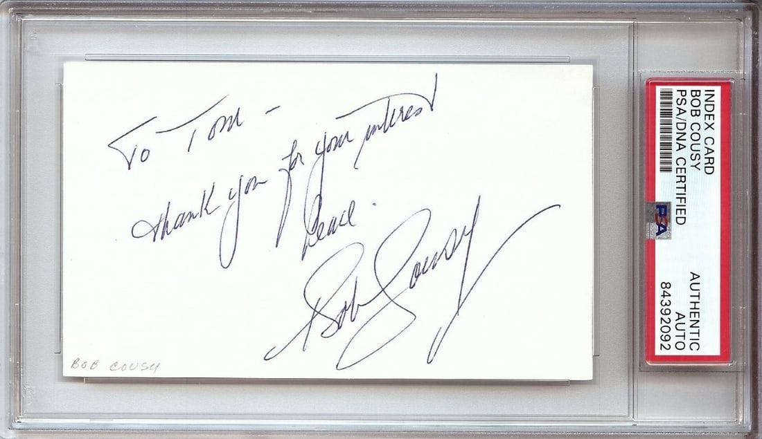 Index Card Featuring Bob Cousy Autograph Authenticated by PSA DNA Celtics (1 of 1)